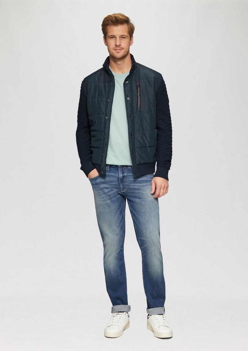 s.Oliver Gesteppte Jacke im Fabricmix mit Stehkragen - navy