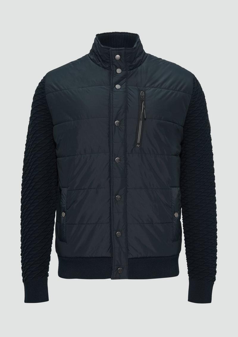 s.Oliver Gesteppte Jacke im Fabricmix mit Stehkragen - navy