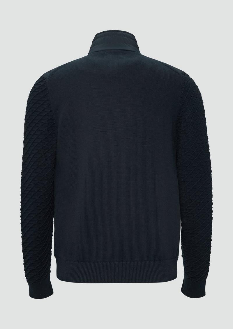 s.Oliver Gesteppte Jacke im Fabricmix mit Stehkragen - navy
