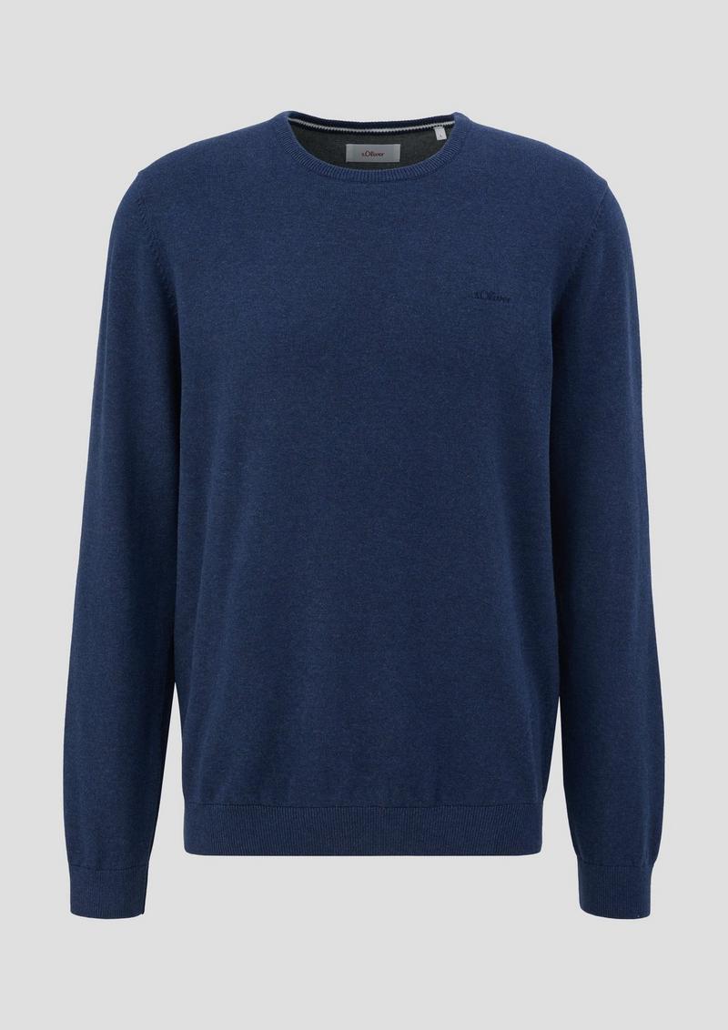 s.Oliver Strickpullover mit Logo - tiefblau