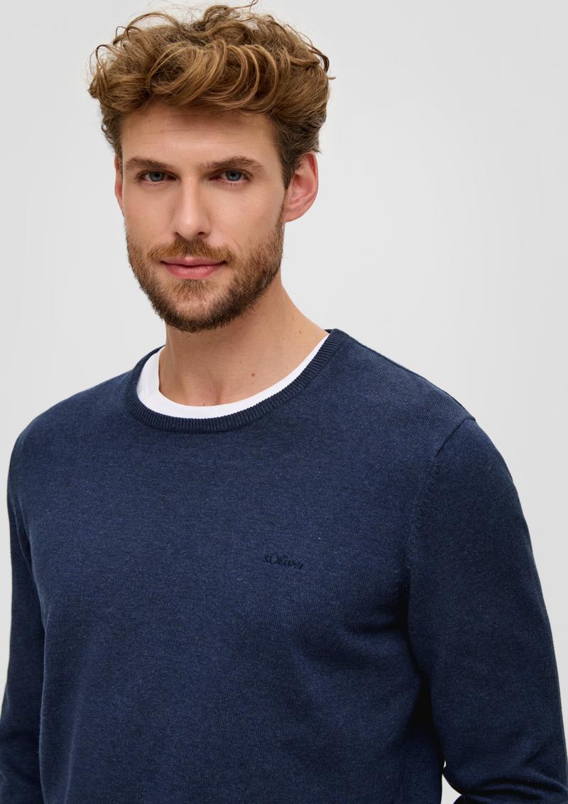 s.Oliver Strickpullover mit Logo - tiefblau