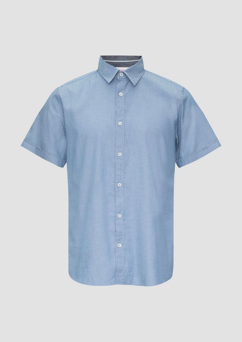 s.Oliver Slim Fit: Kurzarmhemd mit Chambray-Details - hellblau