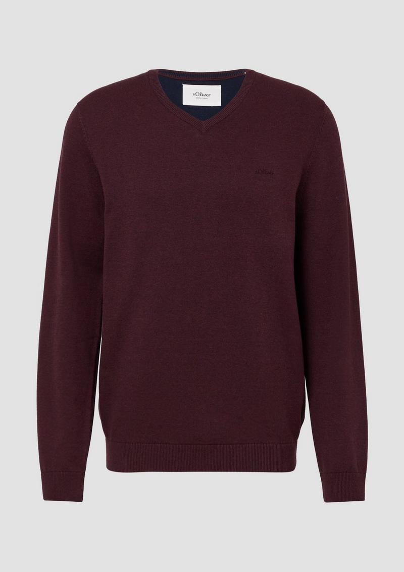 s.Oliver Strickpullover mit Logo-Stickerei - lila