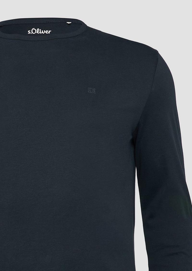 s.Oliver Longsleeve aus Jersey mit Logo-Detail - navy