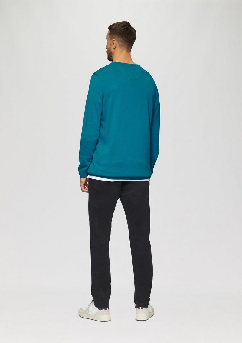 s.Oliver Strickpullover mit Logo-Stickerei - azurblau