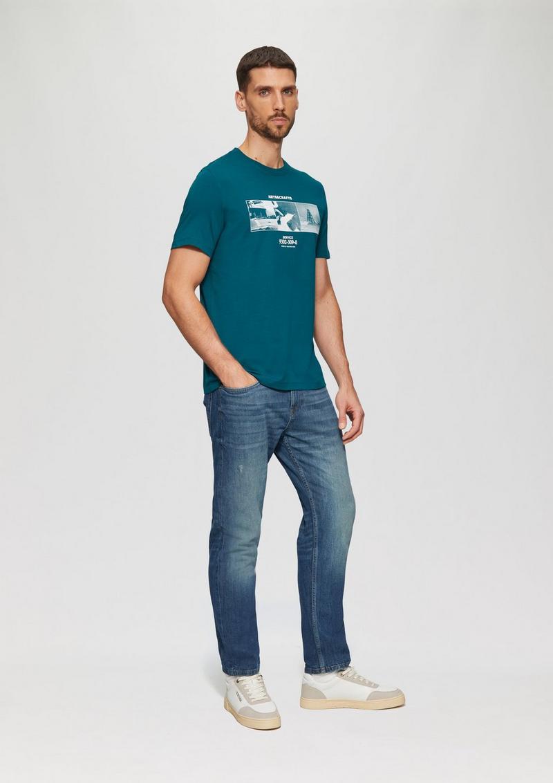 s.Oliver T-Shirt mit Crew Neck und Frontprint - petrol