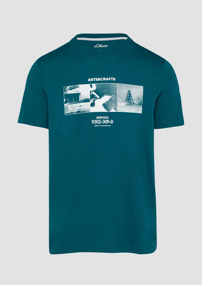 s.Oliver T-Shirt mit Crew Neck und Frontprint - petrol