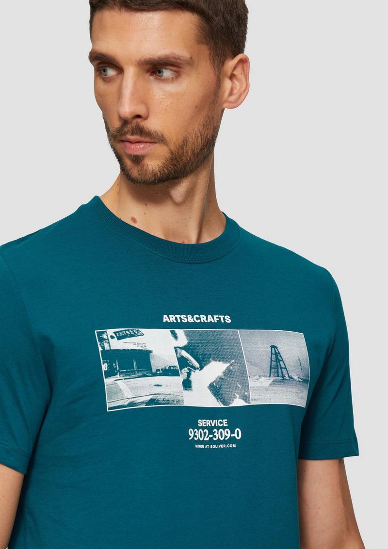 s.Oliver T-Shirt mit Crew Neck und Frontprint - petrol