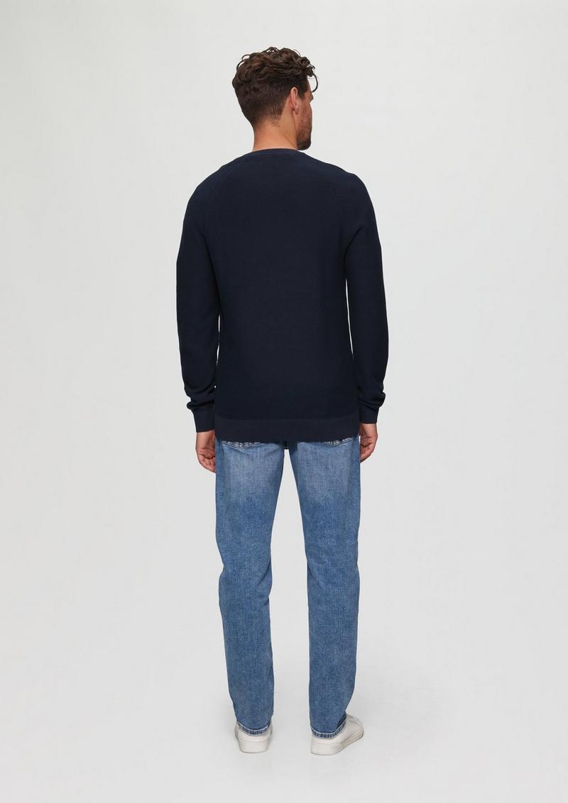 s.Oliver Strickpullover mit Struktur und Label-Patch - navy