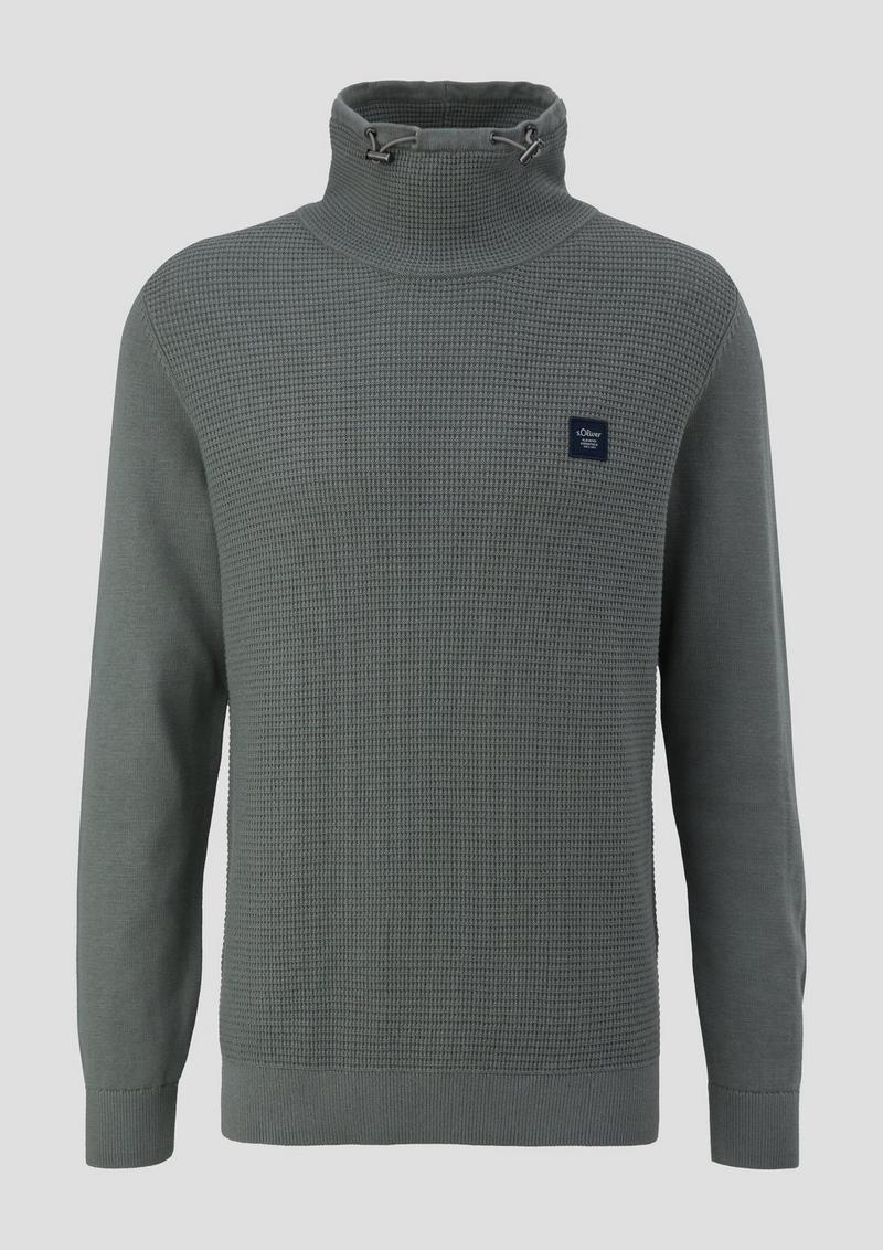 s.Oliver Strickpullover mit Jersey-Ärmeln - grau meliert