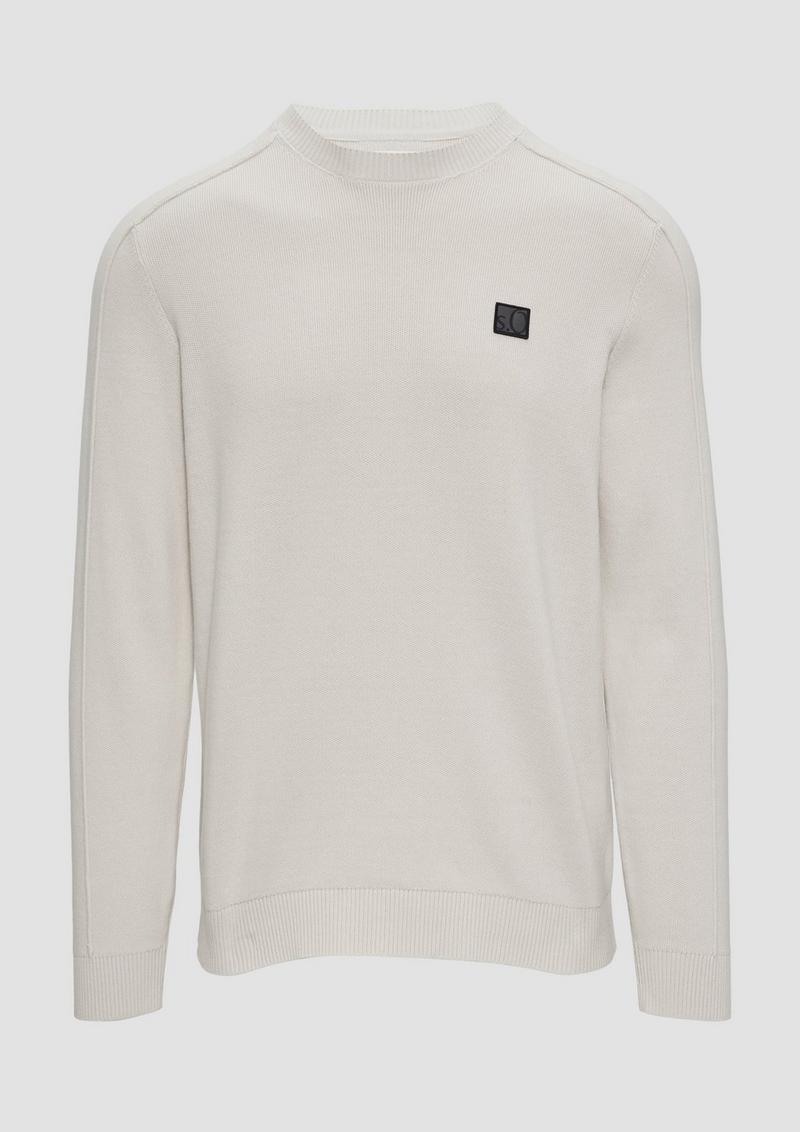 s.Oliver Strickpullover mit Nahtdetails und Logo - wollweiß