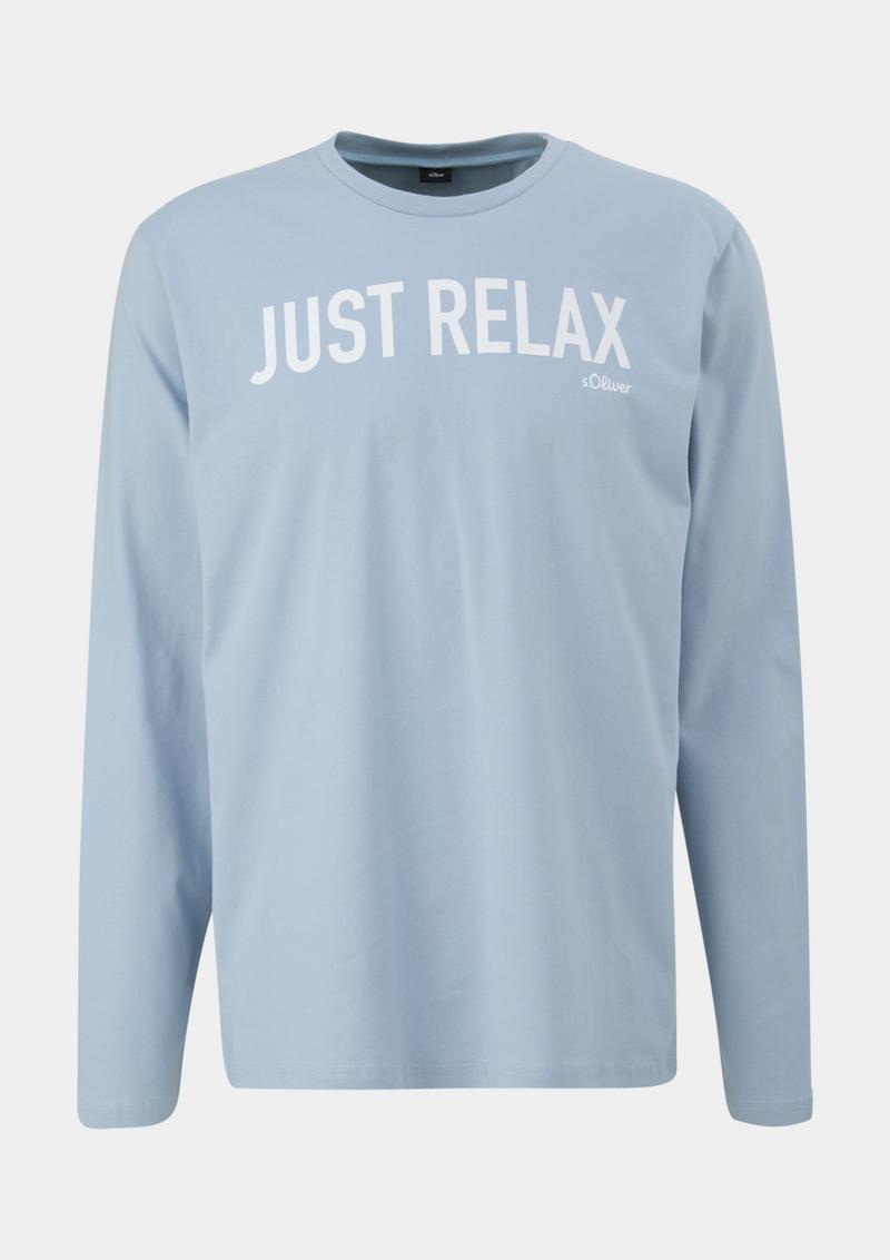 s.Oliver Pyjama-Shirt mit Schriftprint - hellblau
