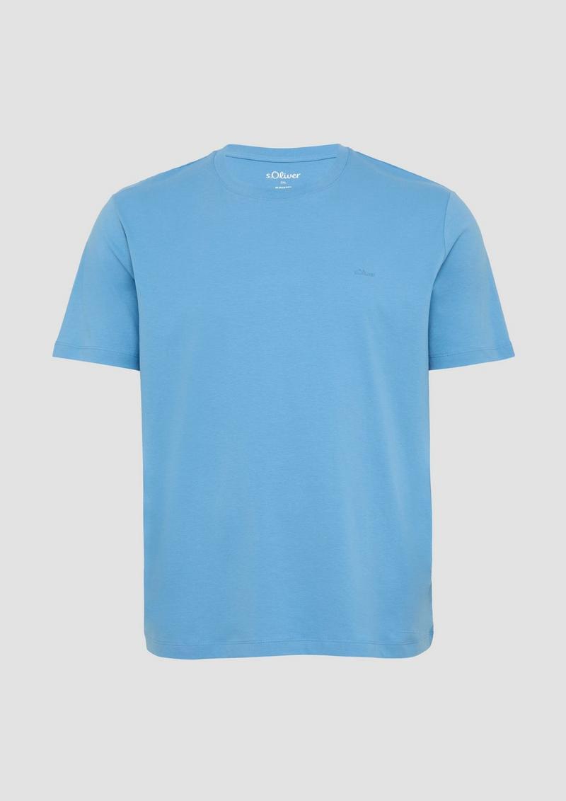 s.Oliver Baumwoll-T-Shirt mit Logo-Print - blau