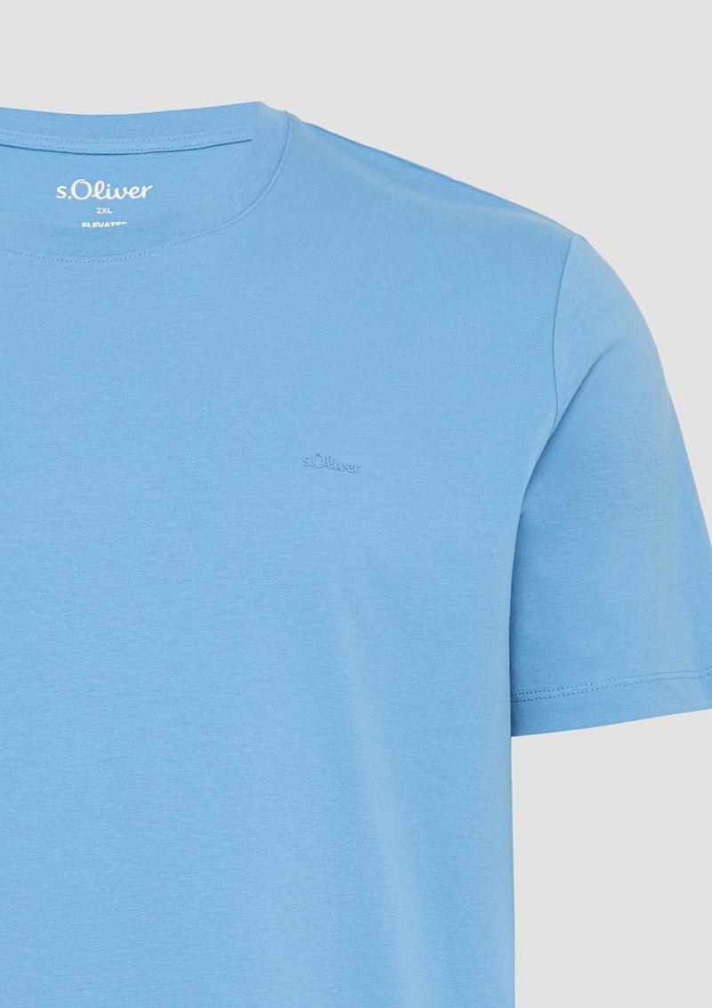 s.Oliver Baumwoll-T-Shirt mit Logo-Print - blau