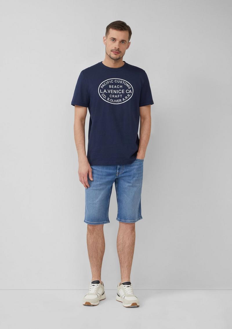 s.Oliver T-Shirt mit Crew Neck und Frontprint - tiefblau