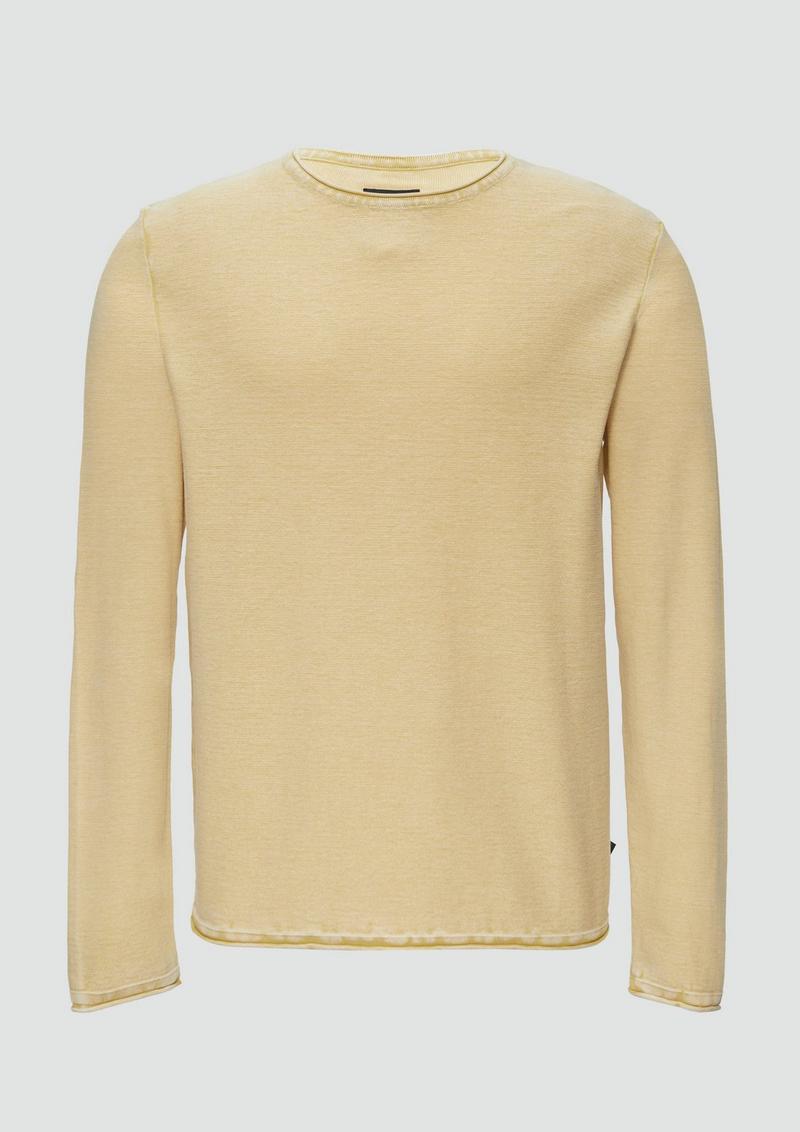 s.Oliver Gewaschener Strickpullover mit Rollsaum - hellgelb