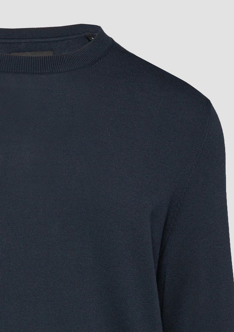 s.Oliver Edler Feinstrickpullover aus Baumwollmix mit Rippbündchen - navy