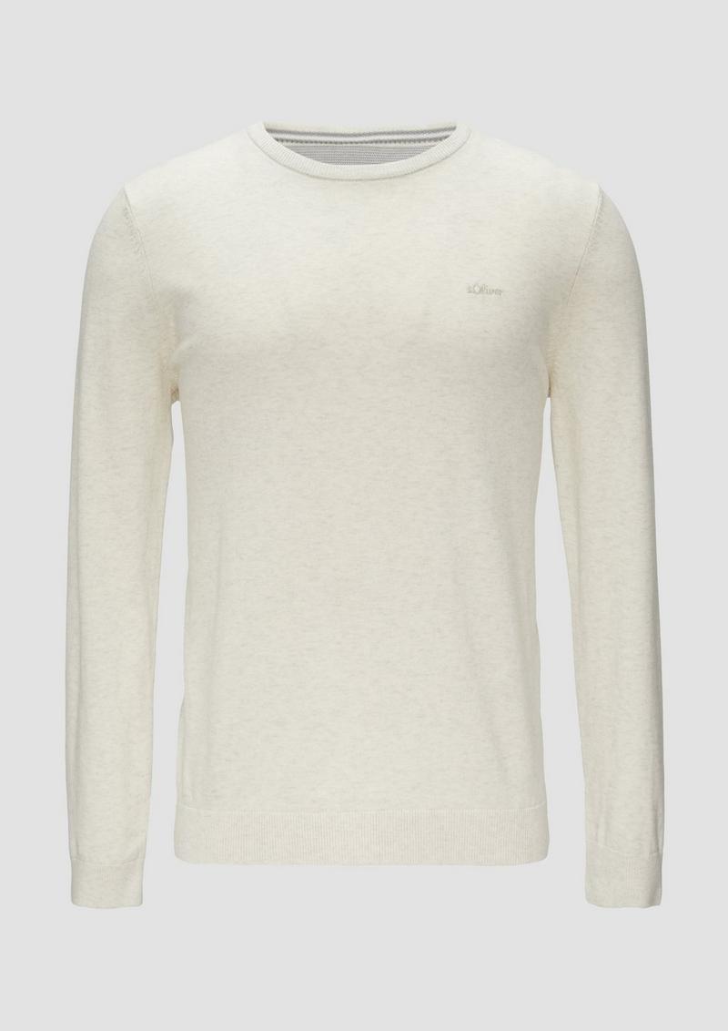 s.Oliver Strickpullover mit Logo-Stickerei - wollweiß