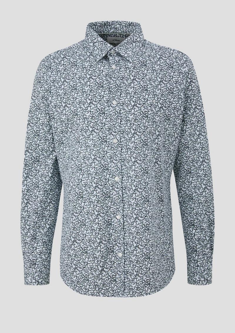 s.Oliver Jerseyhemd mit All-over-Print - salbeigrün