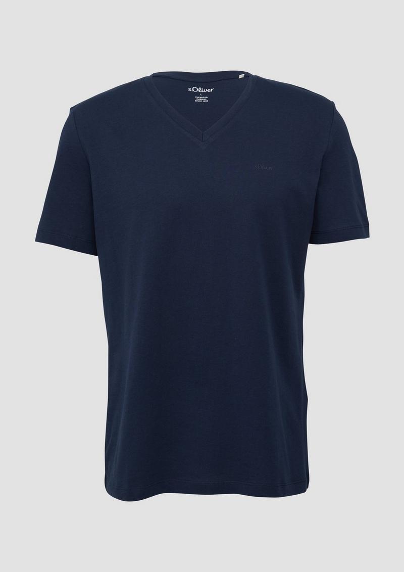 s.Oliver Baumwoll-T-Shirt mit Logo-Print - tiefblau