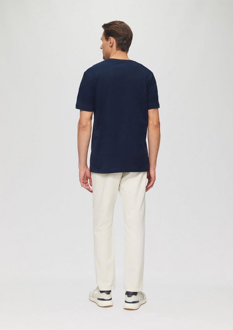 s.Oliver Baumwoll-T-Shirt mit Logo-Print - tiefblau