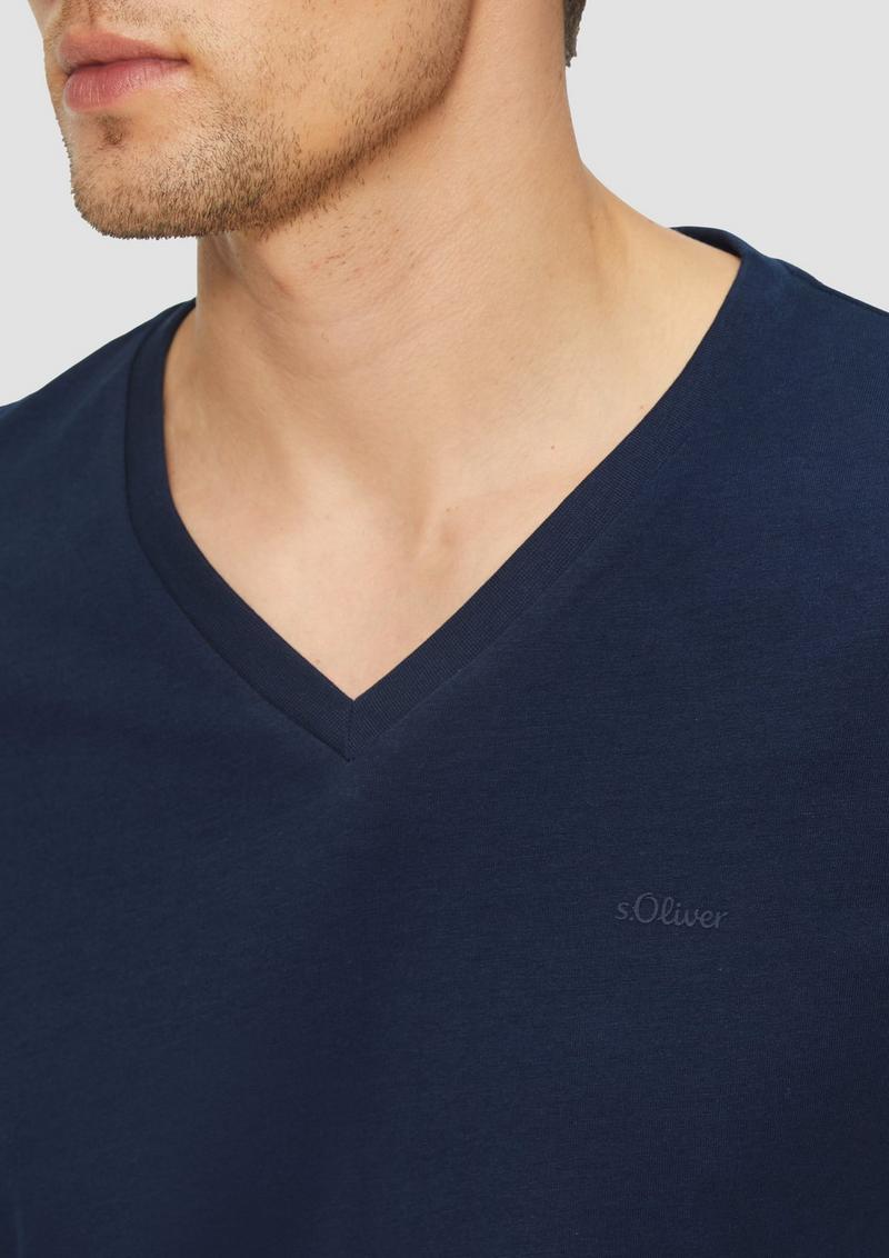 s.Oliver Baumwoll-T-Shirt mit Logo-Print - tiefblau