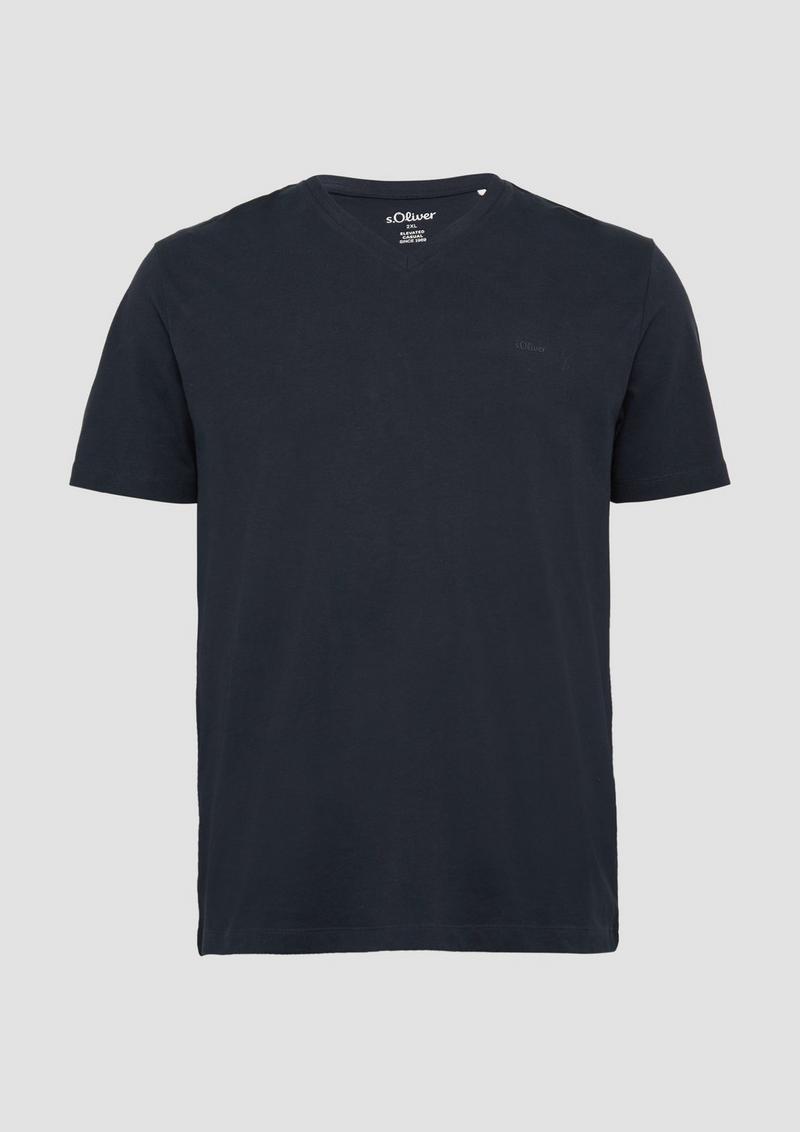s.Oliver T-Shirt mit V-Ausschnitt - navy