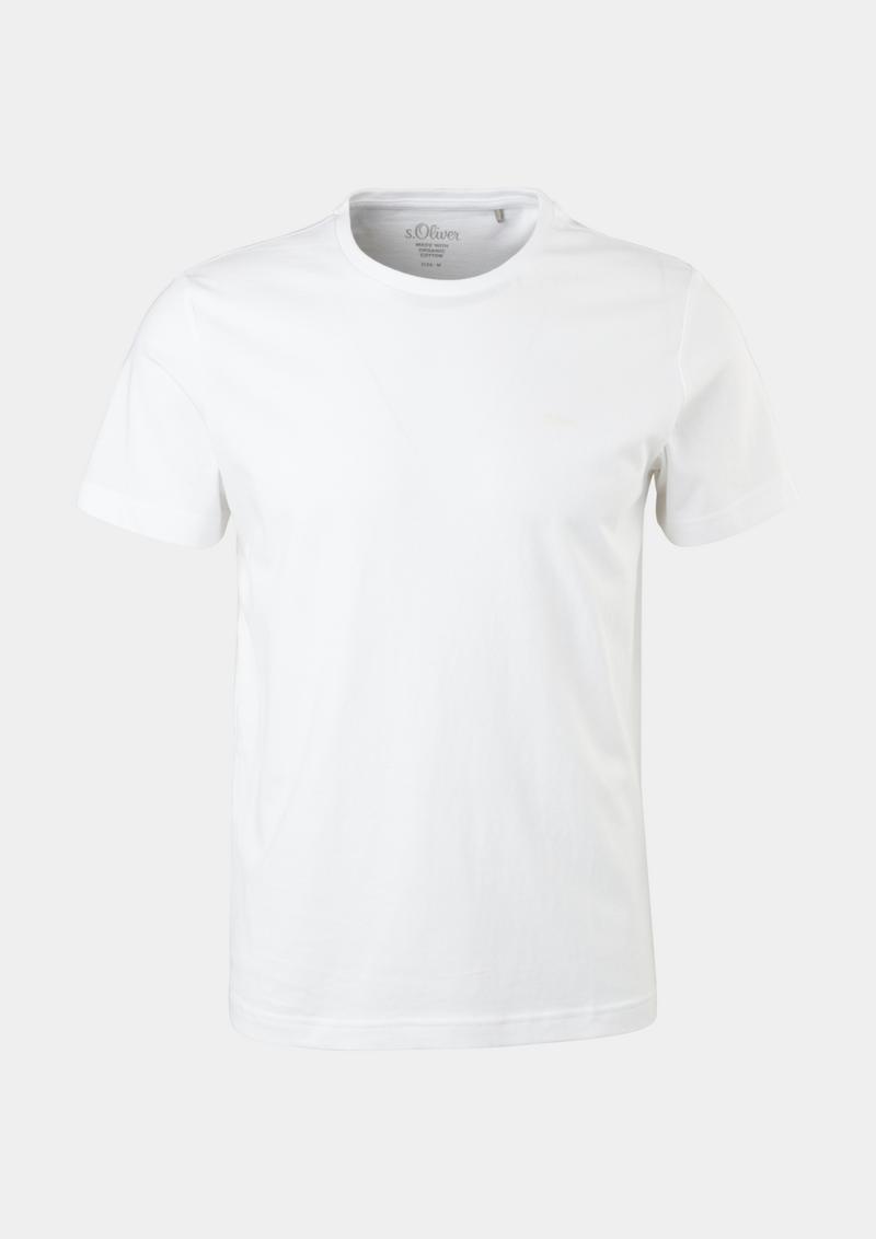 s.Oliver Baumwoll-T-Shirt mit Logo-Print - weiß