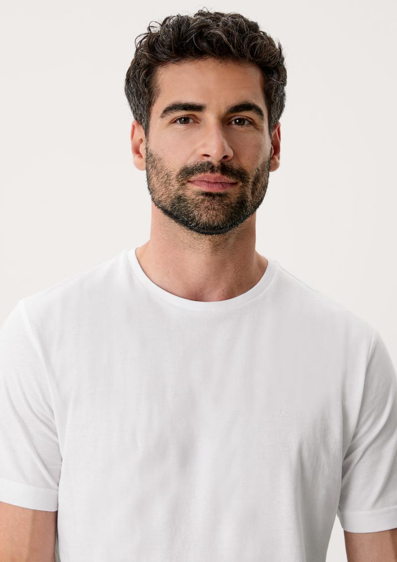 s.Oliver Baumwoll-T-Shirt mit Logo-Print - weiß