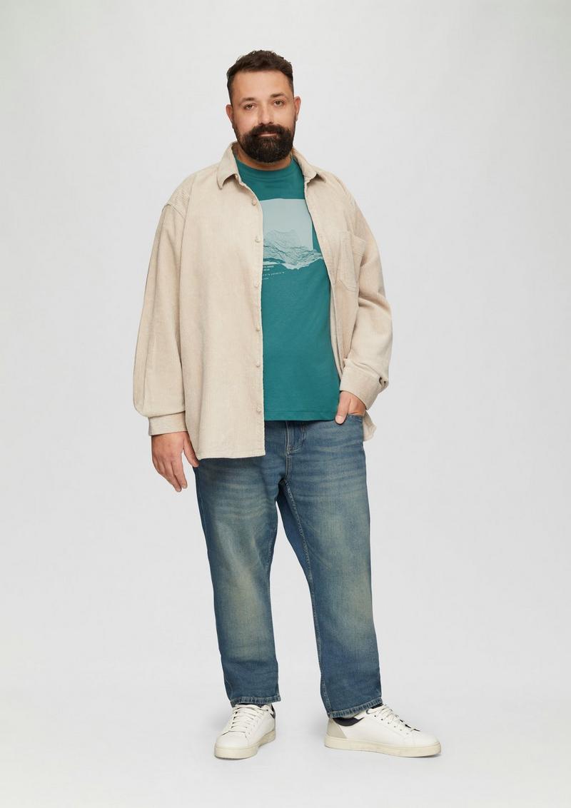 s.Oliver Crew-Neck-Shirt mit Frontprint - petrol
