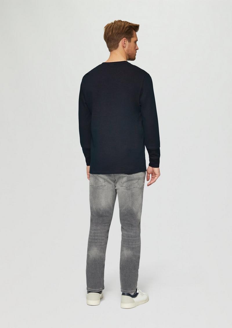 s.Oliver Strukturiertes Longsleeve mit Logo-Detail - navy