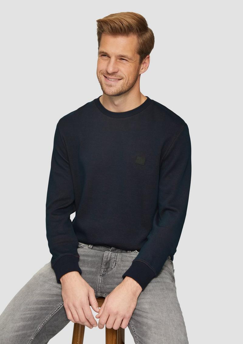 s.Oliver Strukturiertes Longsleeve mit Logo-Detail - navy