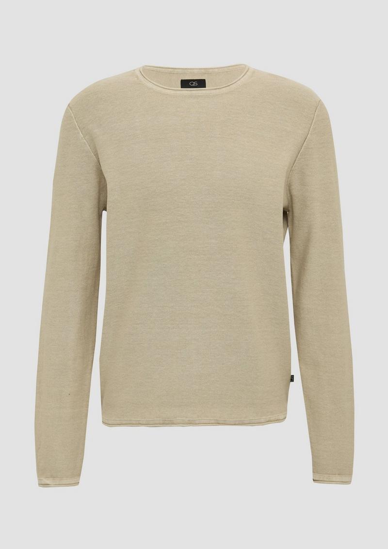 s.Oliver Gewaschener Strickpullover mit Rollkante - beige