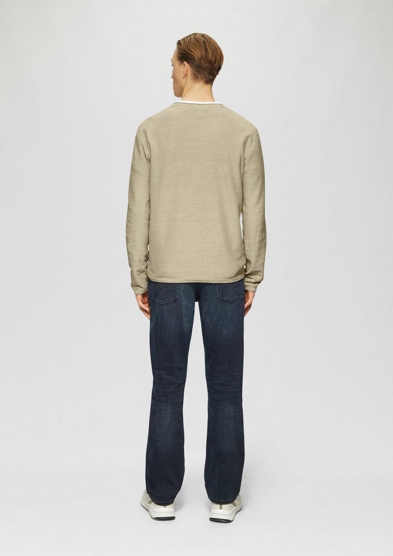 s.Oliver Gewaschener Strickpullover mit Rollkante - beige