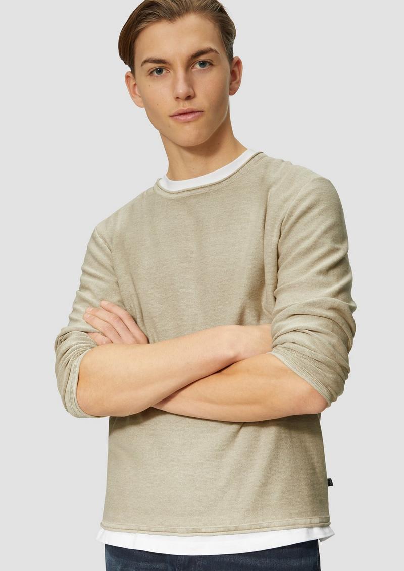 s.Oliver Gewaschener Strickpullover mit Rollkante - beige