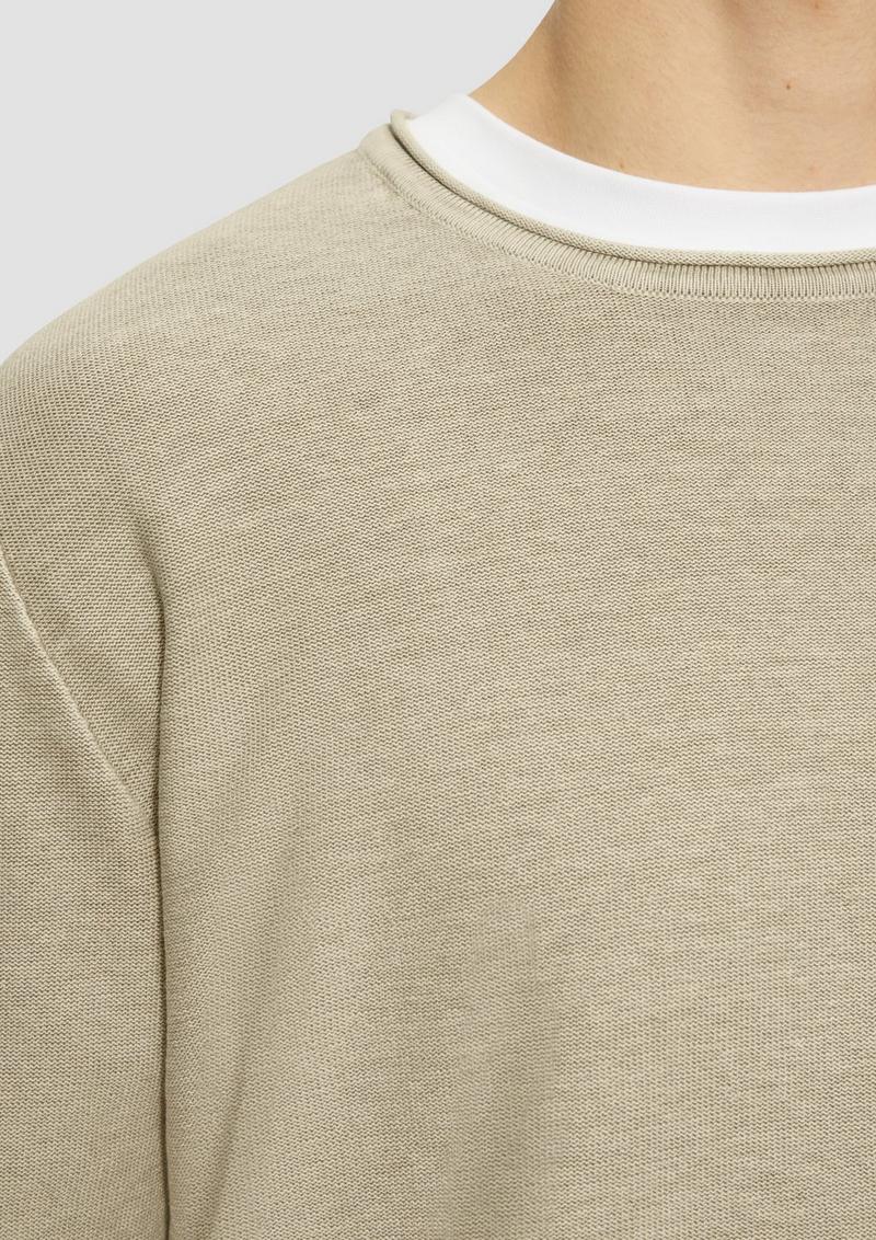 s.Oliver Gewaschener Strickpullover mit Rollkante - beige