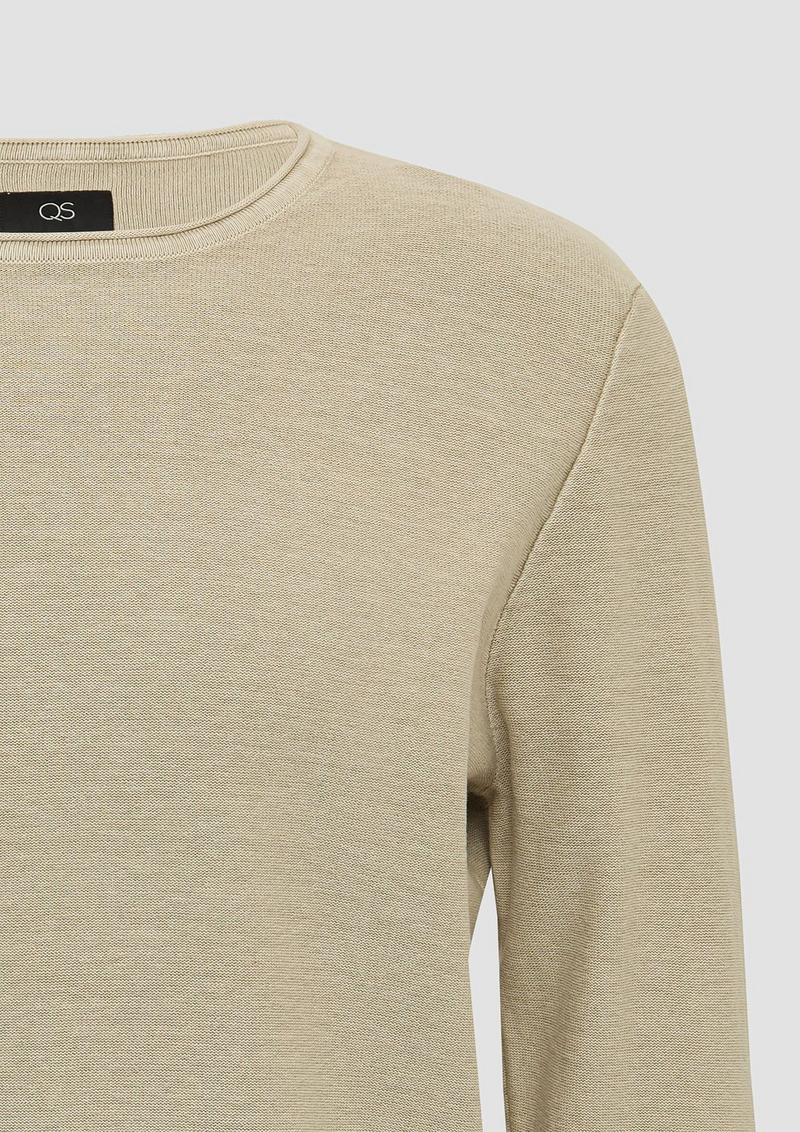 s.Oliver Gewaschener Strickpullover mit Rollkante - beige