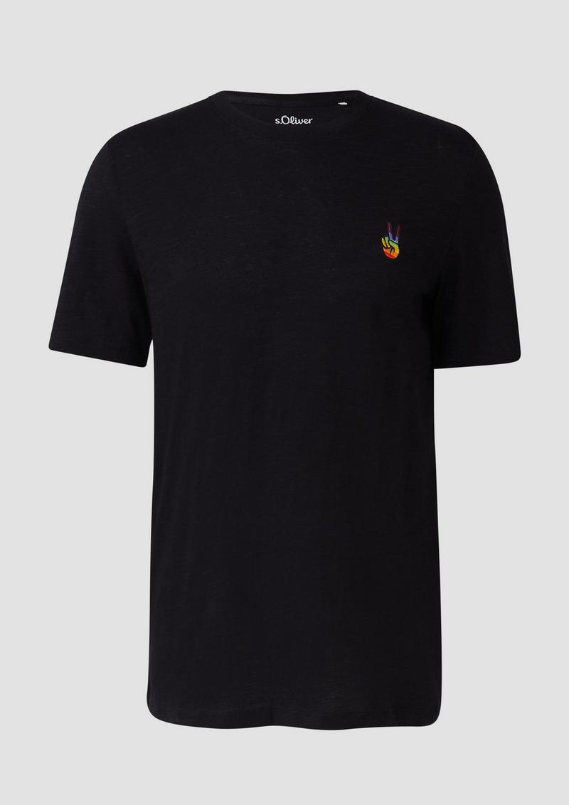 s.Oliver T-Shirt mit Pride-Motiv - schwarz