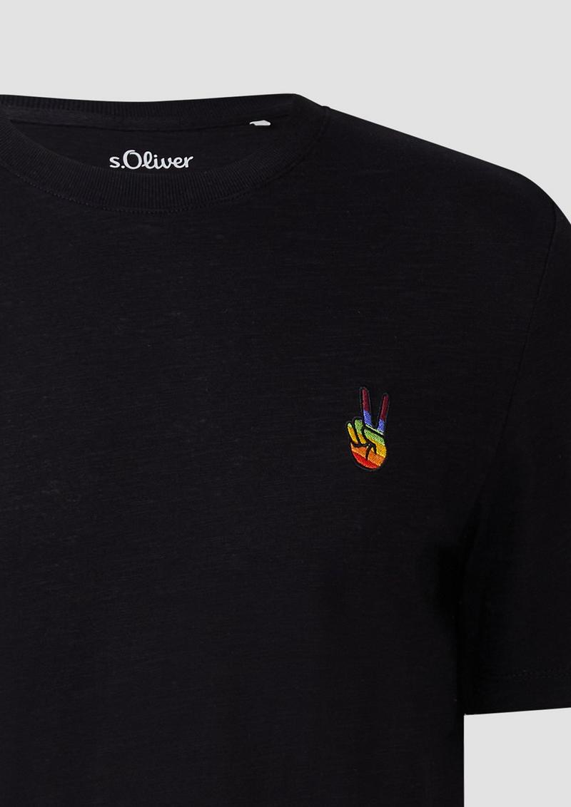 s.Oliver T-Shirt mit Pride-Motiv - schwarz