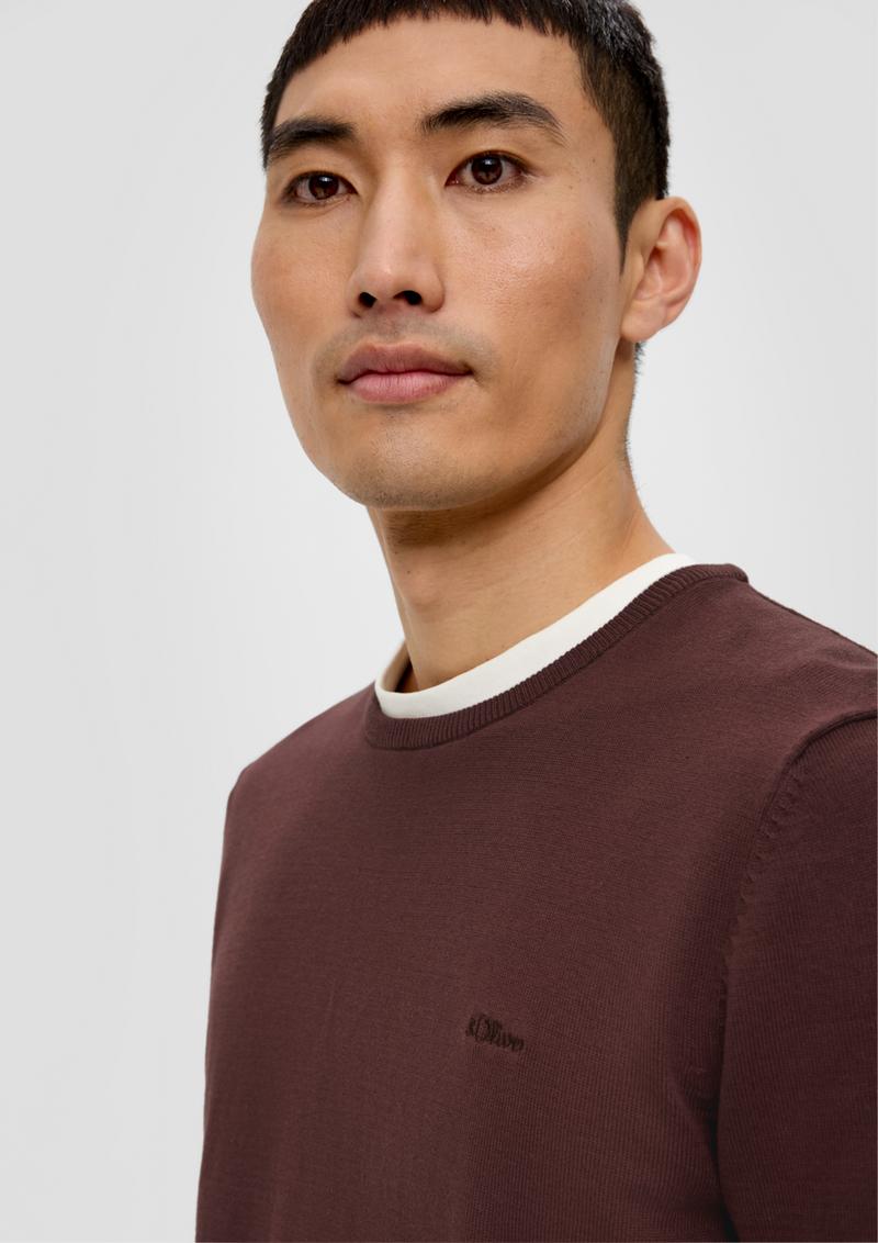 s.Oliver Strickpullover mit Logo - bordeaux
