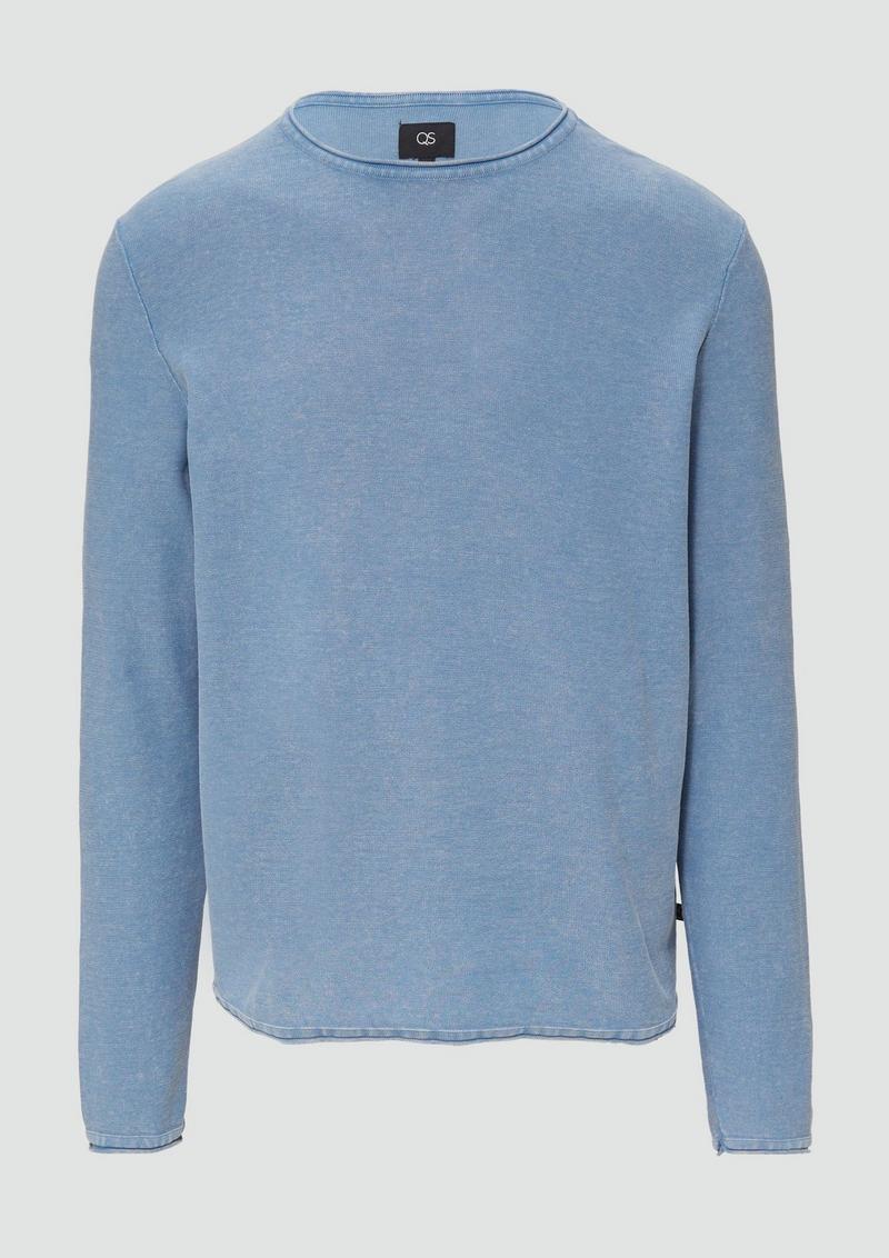 s.Oliver Gewaschener Feinstrickpullover mit Rollkante - hellblau