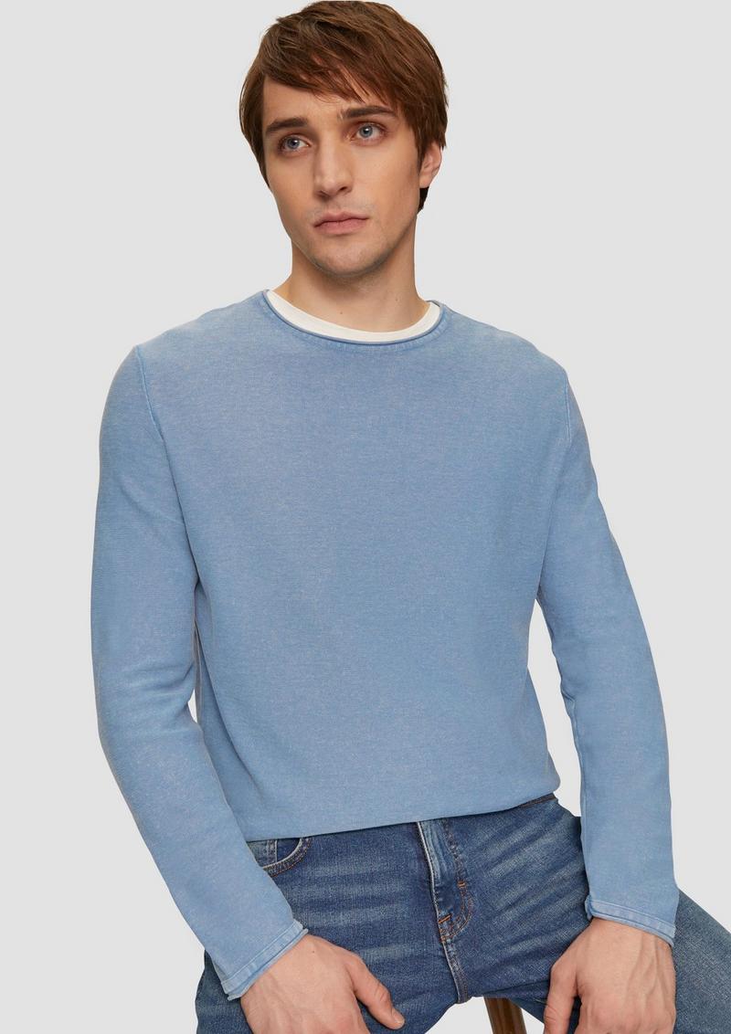 s.Oliver Gewaschener Feinstrickpullover mit Rollkante - hellblau