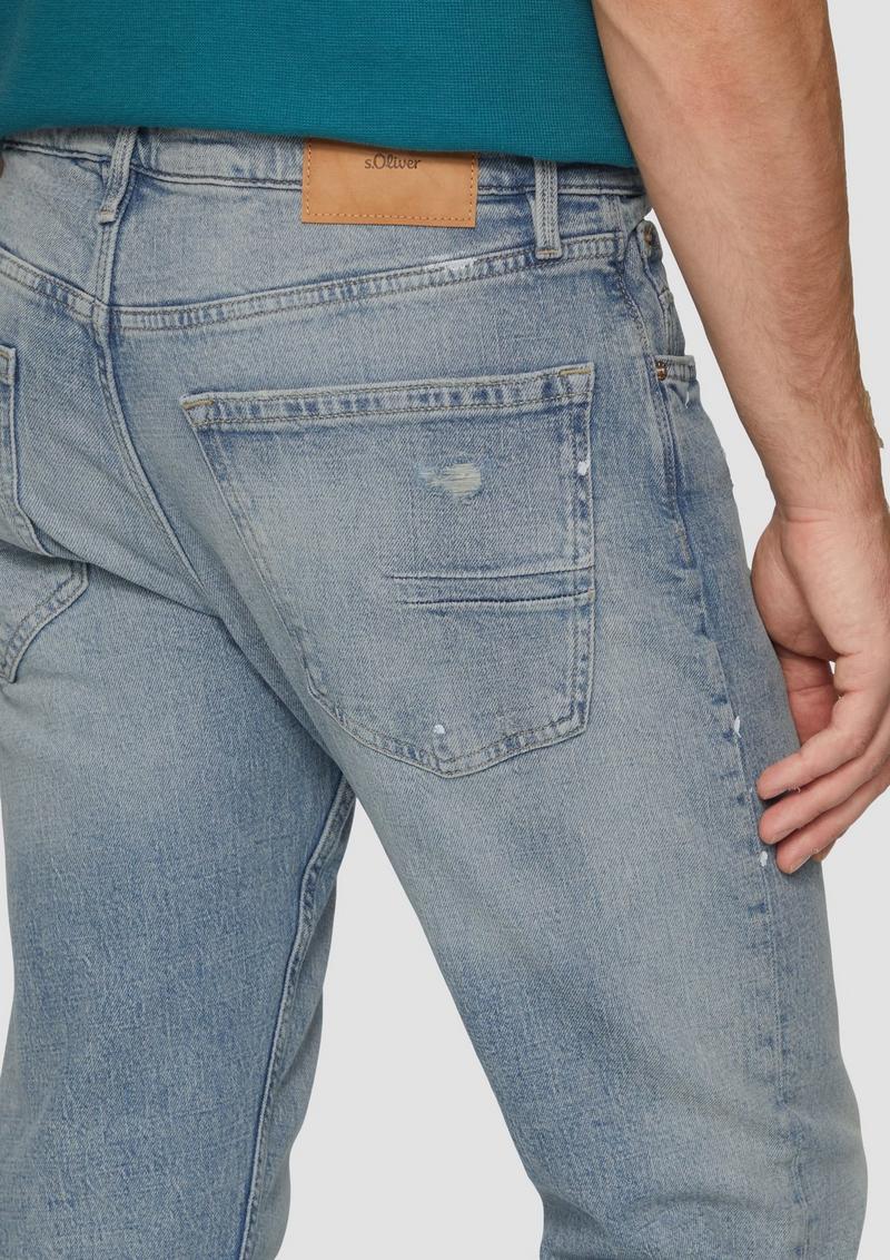 s.Oliver Jeans Benito / Regular Fit / Mid Rise / Straight Leg / mit Colour-Spots - blau