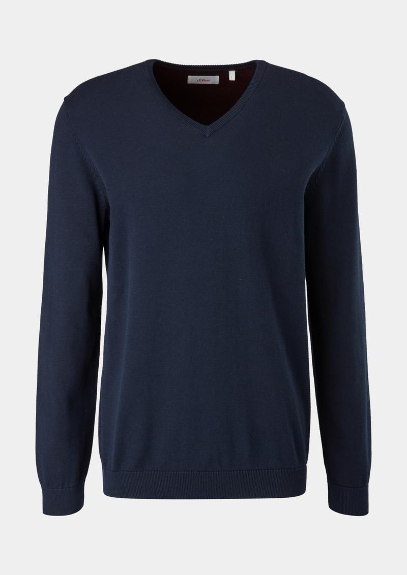 s.Oliver Feinstrickpulli mit V-Ausschnitt - navy