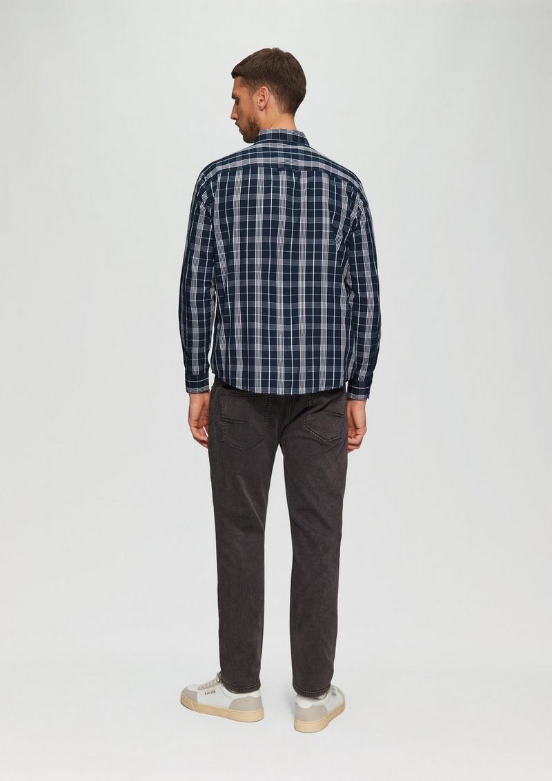 s.Oliver Regular Fit: Kariertes Hemd mit Label-Patch - navy