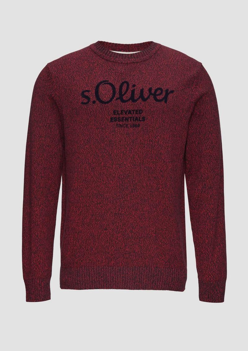 s.Oliver Strickpullover mit Logo in Melange-Optik - himbeere