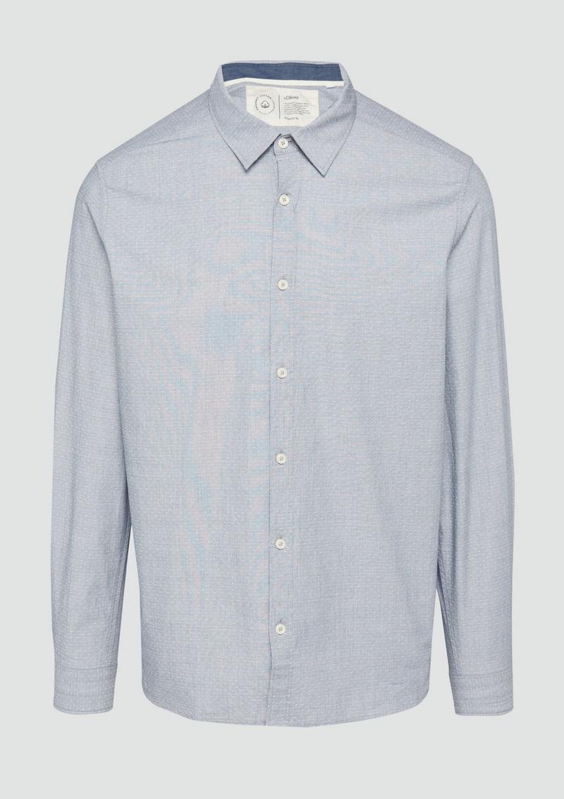 s.Oliver Regular Fit: Baumwollhemd mit Strukturmuster - blassblau