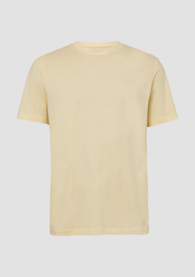 s.Oliver Baumwoll-T-Shirt mit Logo-Print - hellgelb