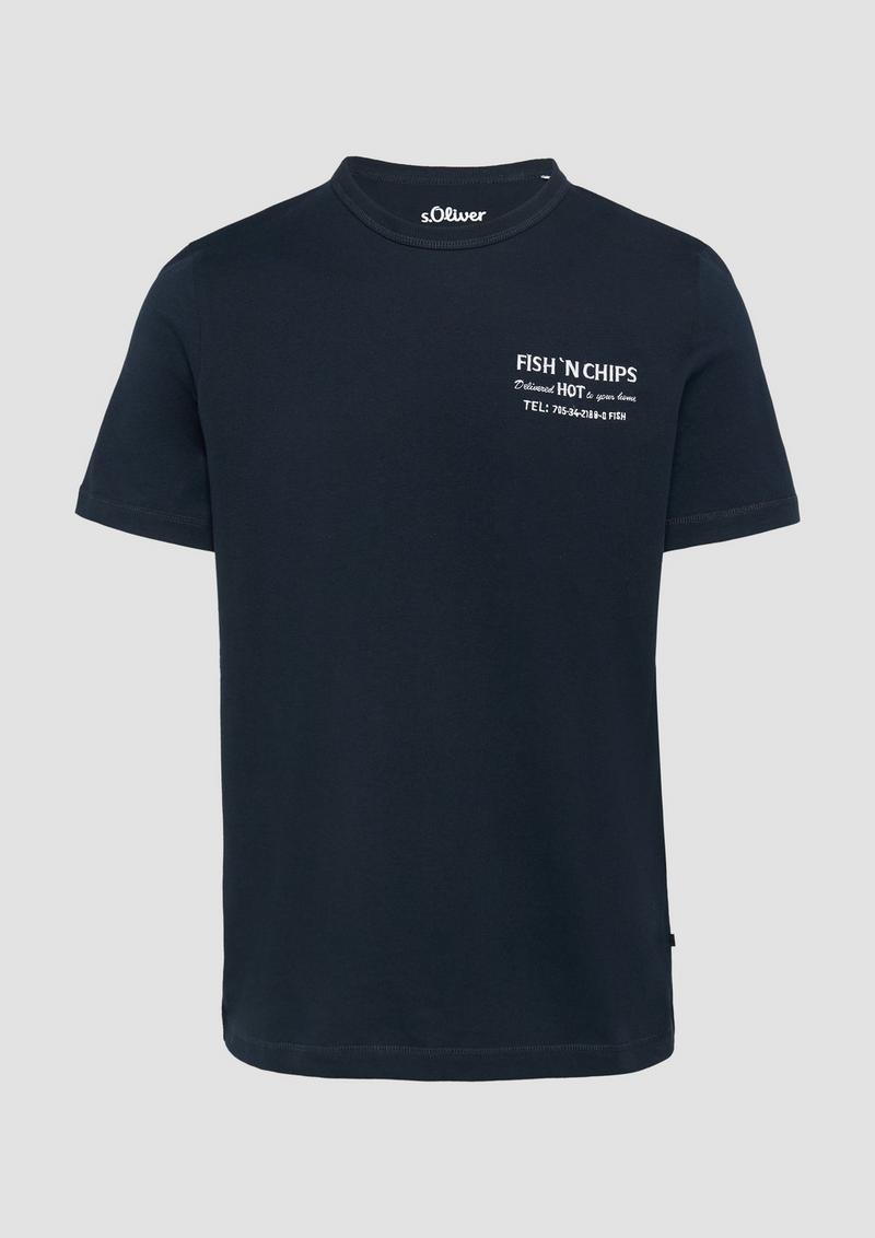 s.Oliver Baumwollshirt mit Frontprint - navy