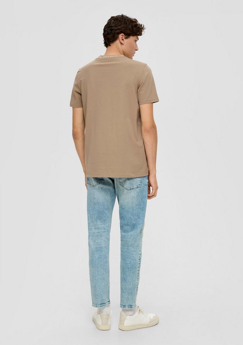 s.Oliver Baumwollshirt mit Rippblende - sandfarben
